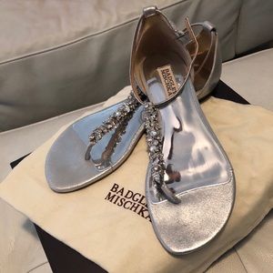 Silver dressy sandals-worn once